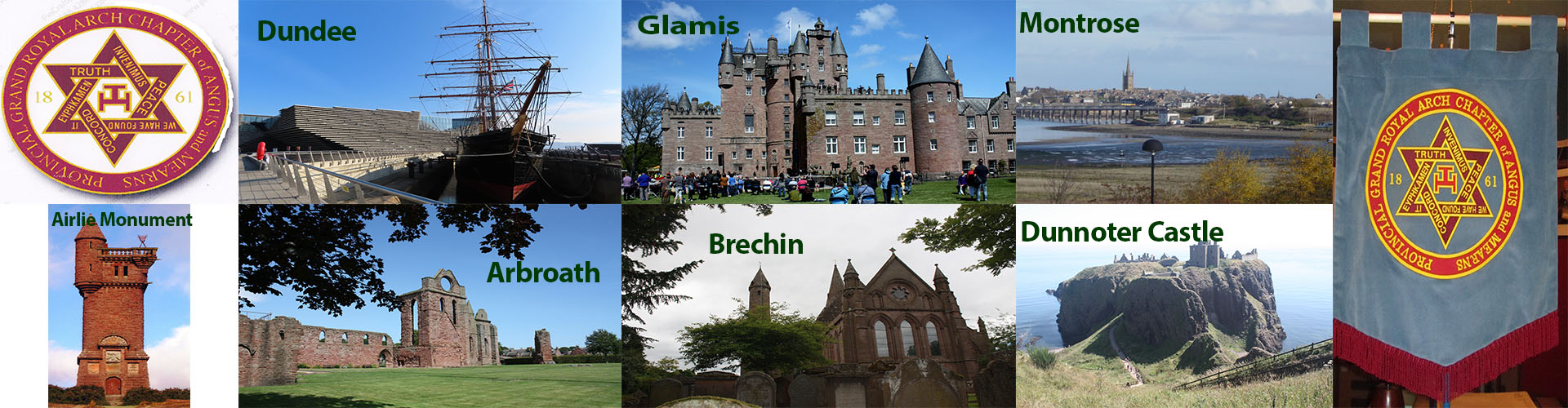 Landmarks and communities across Angus and Mearns
